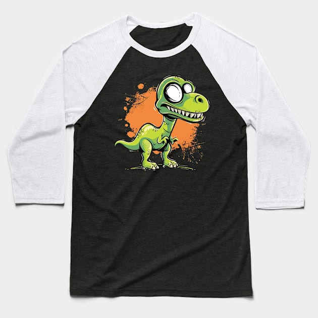 cute dino Baseball T-Shirt by sample the dragon